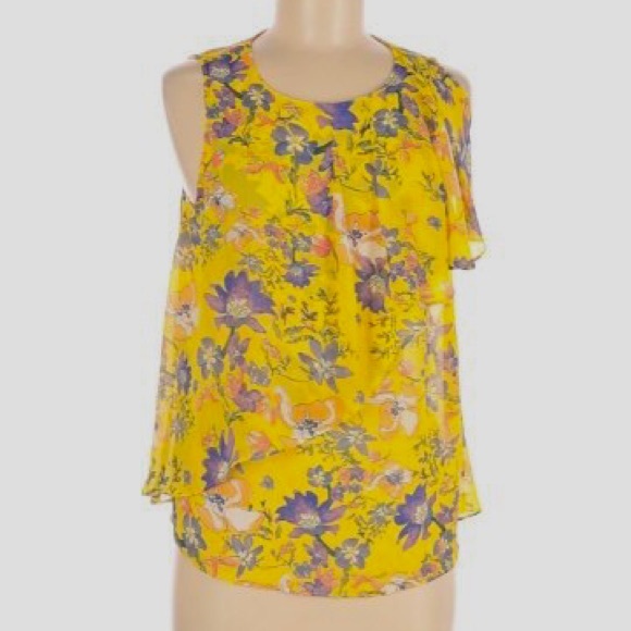 Anthropologie HD in Paris yellow floral flutter - Picture 2 of 8